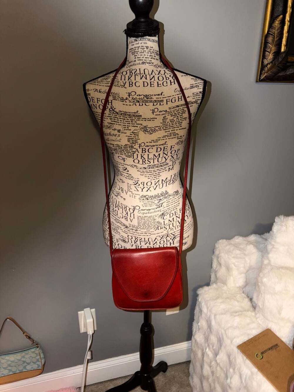 1990 Vintage Coach Red Leather Crossbody Saddle Bag